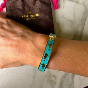 Kate Spade Sea Horse Bangle. Gold and Turquoise.